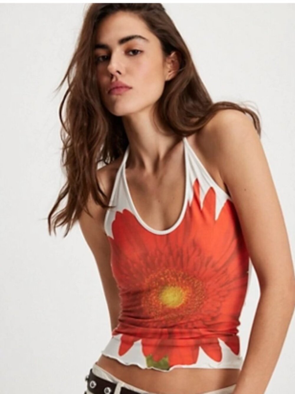 NWT Tyler McGillvaryxFree People Gerbera Flower Halter Top Women's Size XS White